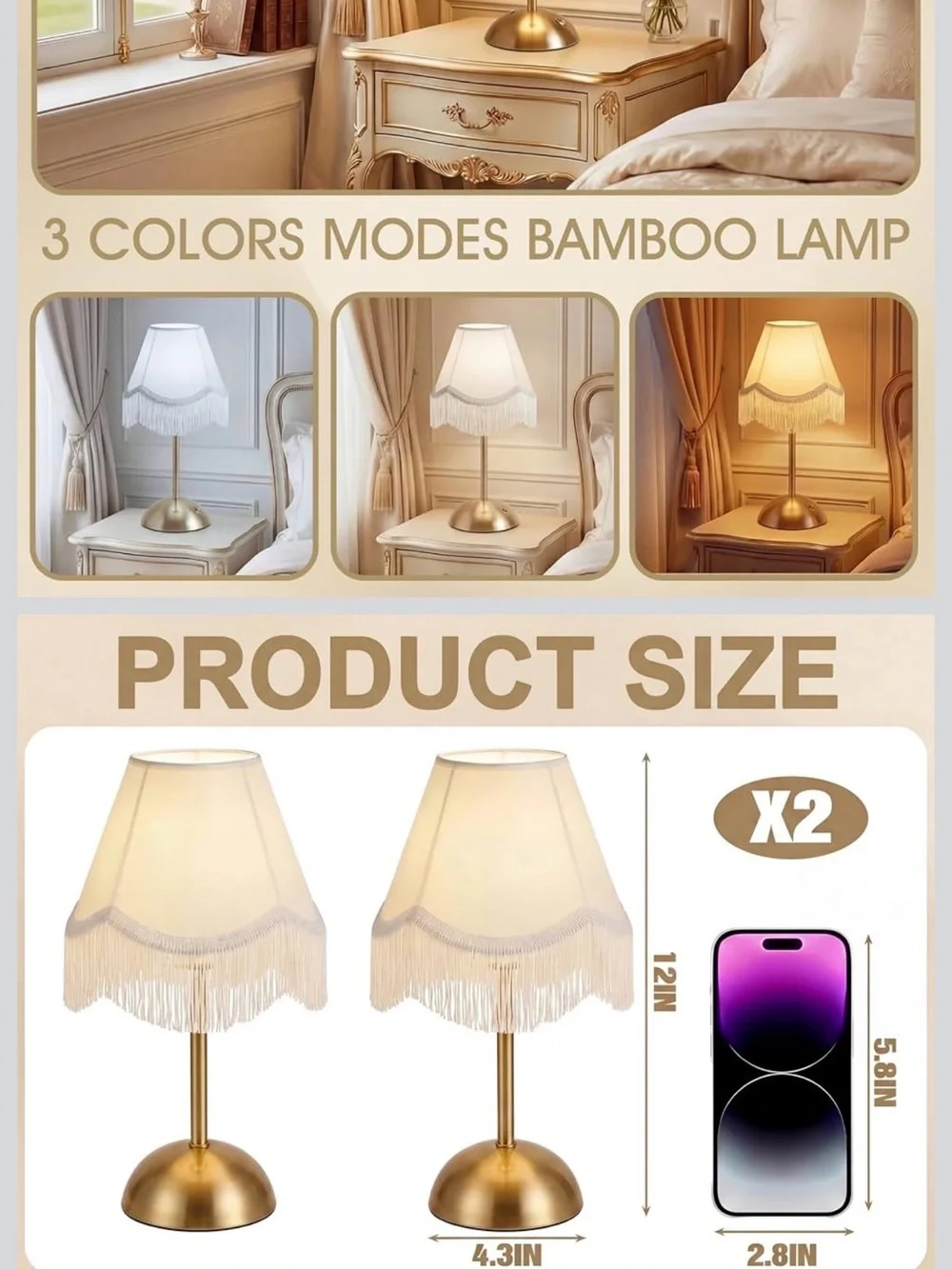 Fringed White Shade Table Lamp with Gold Base - Home Accents Lanterns